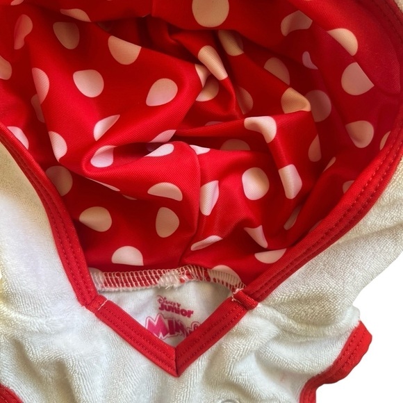 Disney Jr Minnie Mouse swimsuit coverup 18 Mo white red trim hood embroidered - Picture 4 of 7